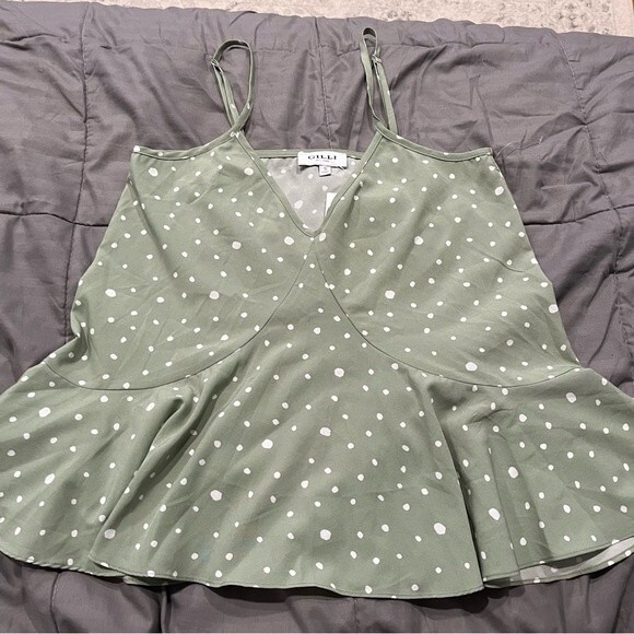 NWT Gilli Sage Green & White Polka Dot Camisole Blouse Size Small - Picture 6 of 7